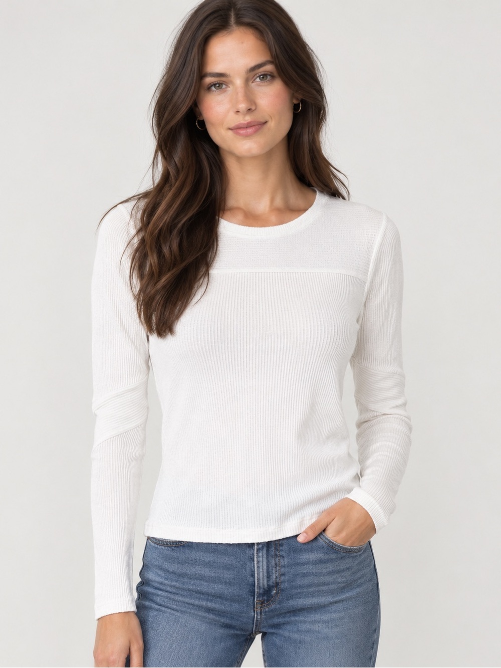 Rag & Bone Cream Knit Long Sleeve Stretch Top Size XS